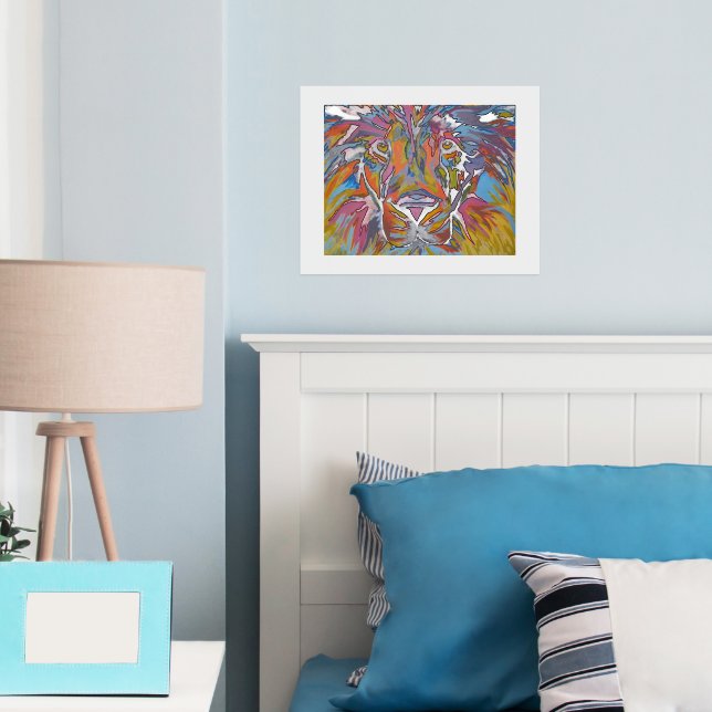 Modern Abstract Lion Foil Prints (In Situ (Bedroom))