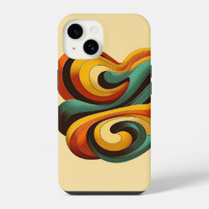 Modern Abstract Liquid Swirls and Vibrant Retro Wa iPhone 14 Case