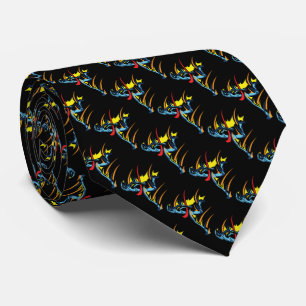 Modern Abstract Man Running Fast Colourful Fire Tie