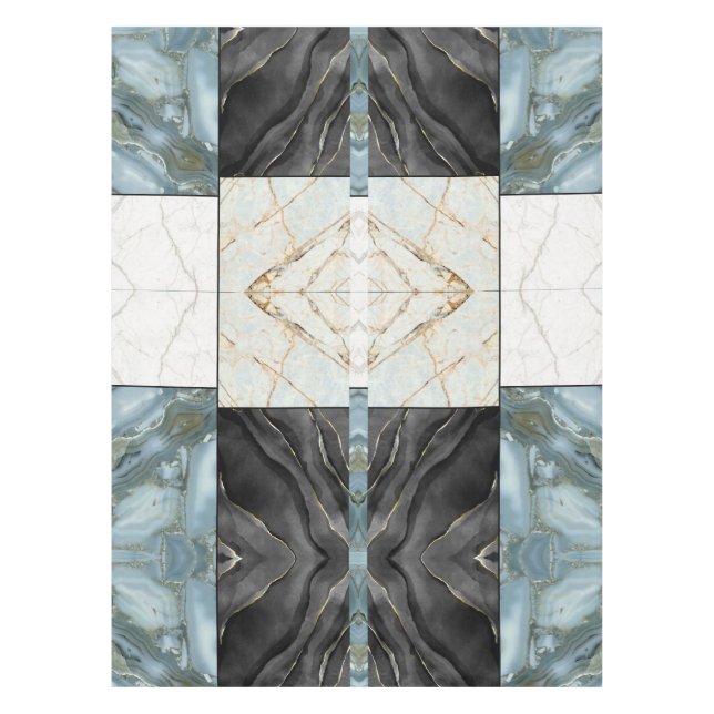 Modern Abstract Marble Agate Geometric Block Tablecloth (Front)