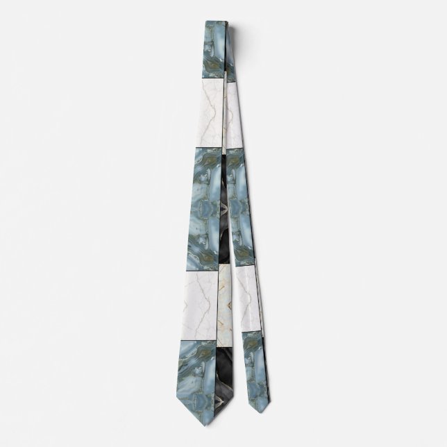 Modern Abstract Marble Agate Geometric Block Tie (Front)