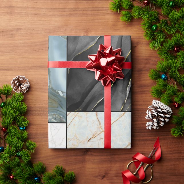 Modern Abstract Marble Agate Geometric Block Wrapping Paper (Holiday Gift)
