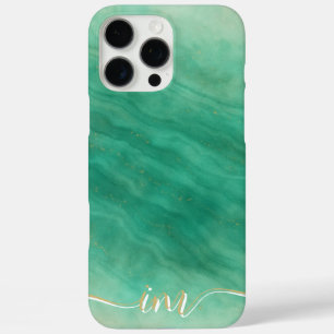 Modern Abstract Marble Design with Initials & Name iPhone 16 Pro Max Case