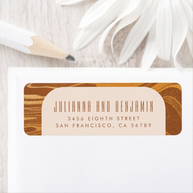 Modern Abstract Marble Swirl Gold Return Address  (Insitu)