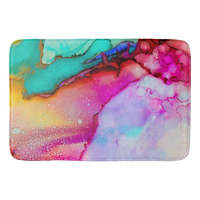 Modern Abstract Marble Watercolor Design Bath Mat (Front)