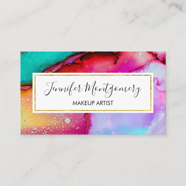 Modern Abstract Marble Watercolor Design Business Card (Front)