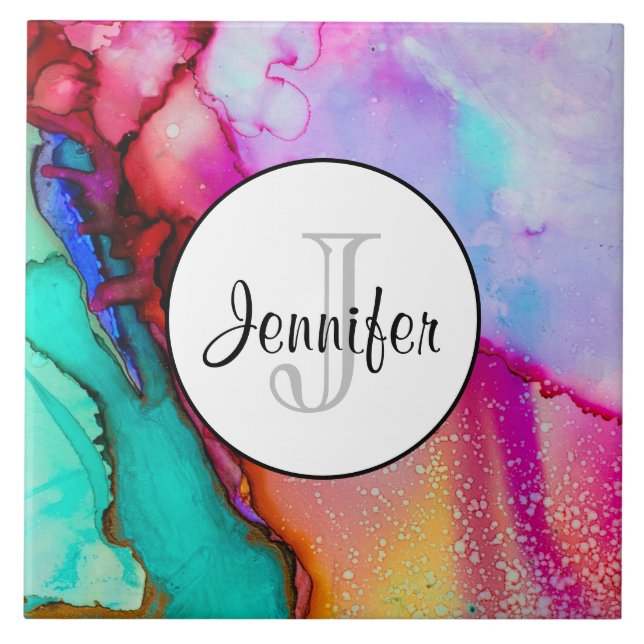 Modern Abstract Marble Watercolor Design Tile (Front)