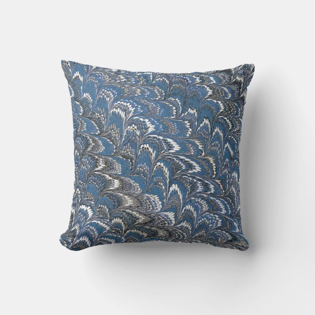 Modern Abstract Marbled Texture Blue Painting  Cushion (Front)
