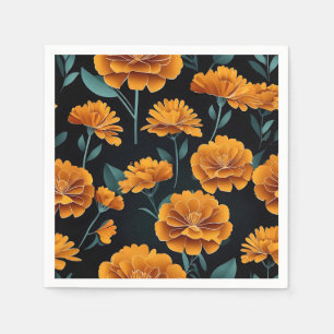 Modern Abstract Marigold Floral Napkin