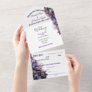 Modern Abstract Mauve and Gray Wedding Invitation