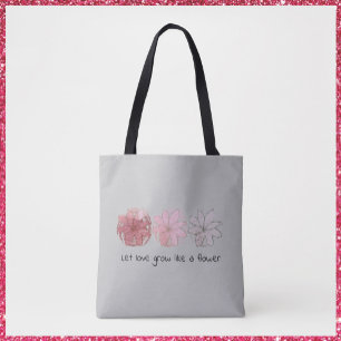 Modern Abstract Mauve and Grey Floral  Tote Bag