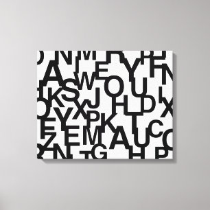 Modern, abstract, messy pattern with letters canvas print