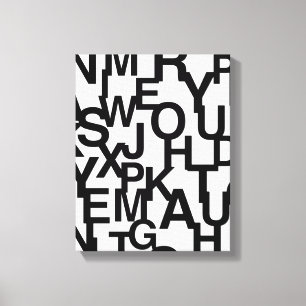 Modern, abstract, messy pattern with letters canvas print
