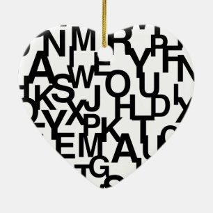 Modern, abstract, messy pattern with letters ceramic tree decoration