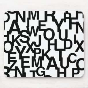 Modern, abstract, messy pattern with letters mouse pad