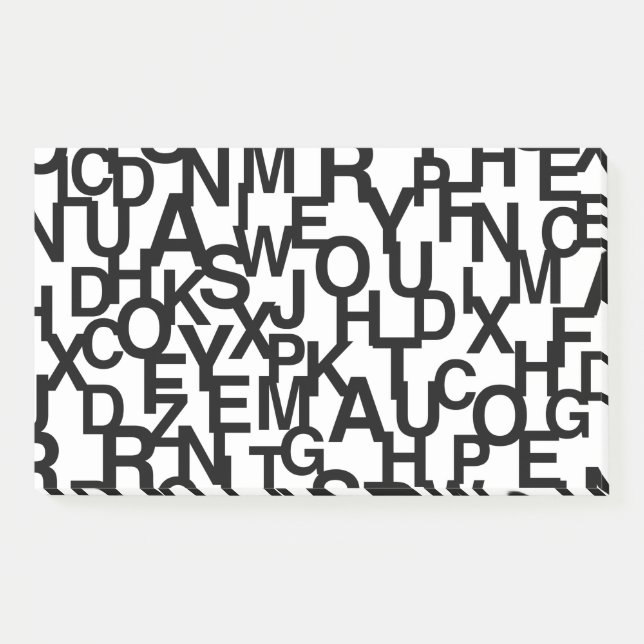 Modern, abstract, messy pattern with letters post-it notes (Front)