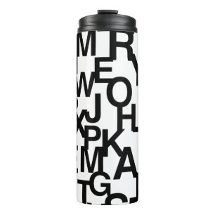 Modern, abstract, messy pattern with letters thermal tumbler