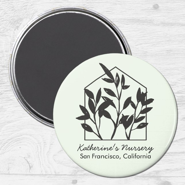 Modern Abstract Minimalist Black Houseplant Magnet (Close up)