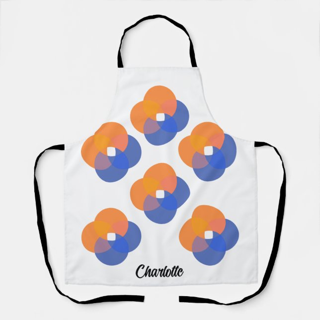Modern Abstract Minimalist Circles Orange Blue  Apron (Front)