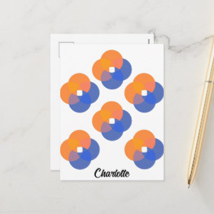 Modern Abstract Minimalist Circles Orange Blue  Holiday Postcard