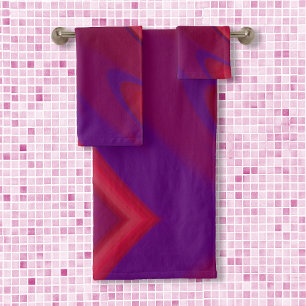 Modern Abstract Minimalist Red Purple Swirl Bath Towel Set