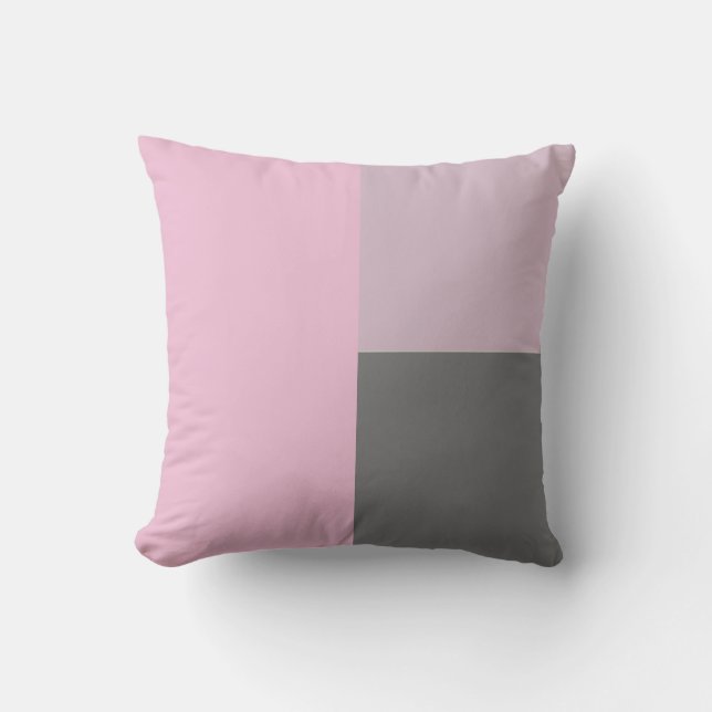 Modern Abstract Minimalistic Pink Grey Colour Bloc Cushion (Front)