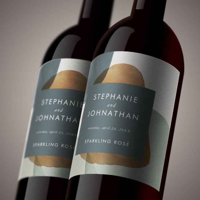 Modern Abstract Minimalistic Watercolor Wedding Wine Label (Modern Abstract Minimalistic Watercolor Wedding Wine Label)