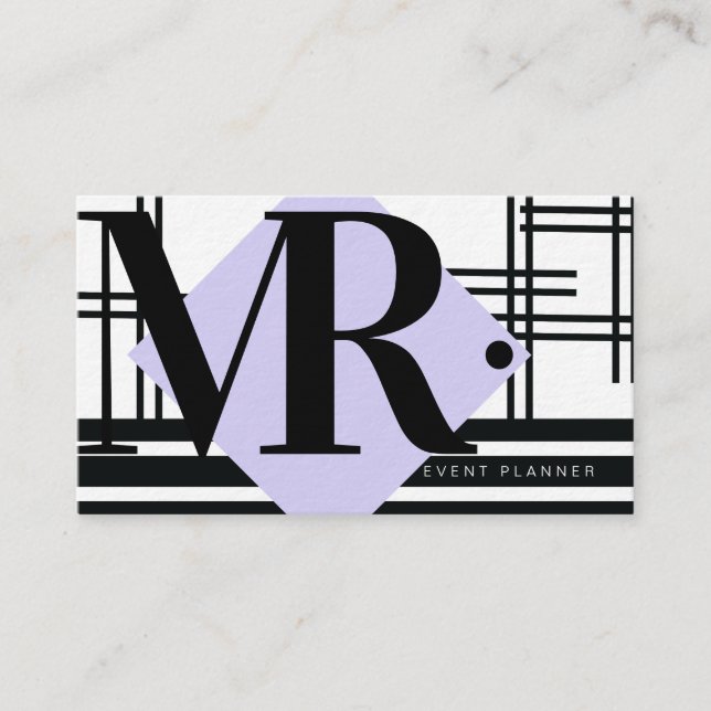Modern Abstract Monochrome Black White Grid Business Card (Front)