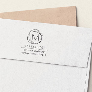 Modern Abstract Monogram Return Address Stamp