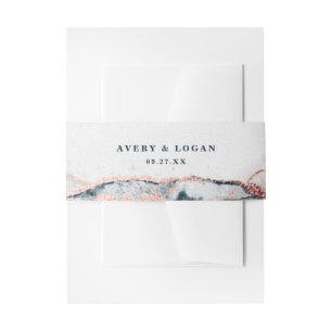 Modern Abstract Moonlight Navy Blue Wedding Invitation Belly Band
