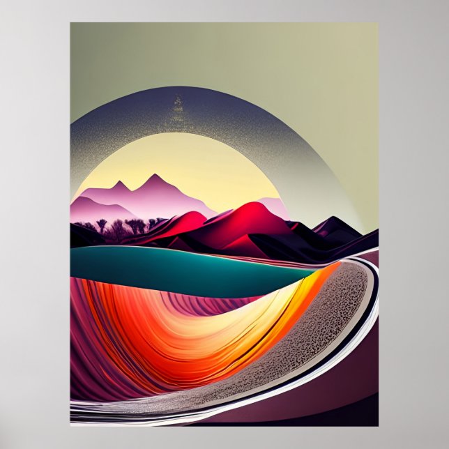 Modern Abstract Mountain Landscape Minimalist   Poster (Front)