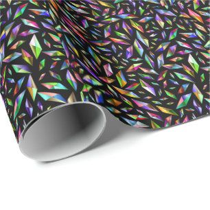 Modern abstract multicolored diamonds on black wrapping paper