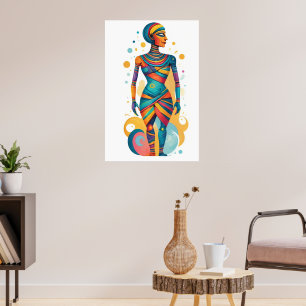 Modern Abstract Mummy Artwork with Bright Colours Poster
