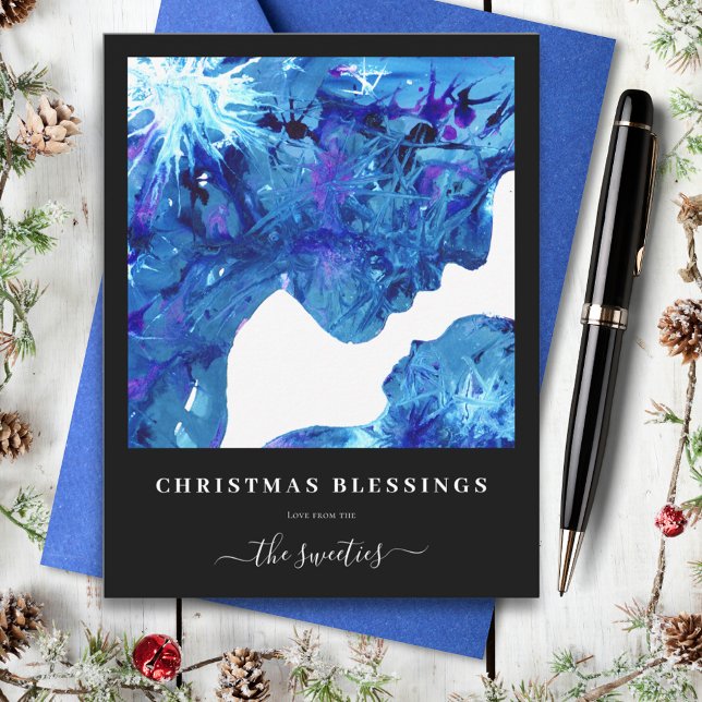 Modern Abstract Nativity Watercolor Christmas Holiday Card (Christmas blessings modern abstract nativity watercolor personalized holiday greetings card)