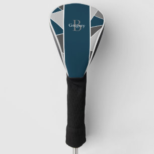 Modern Abstract Navy Blue Monogram Golf Head Cover