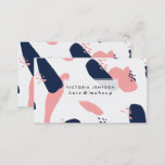 Modern abstract navy blue pastel pink geometric pa business card<br><div class="desc">Modern abstract navy blue pastel pink geometric paint strokes with hand painted dots by Girly Trend</div>