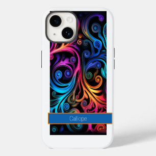 Modern Abstract Neon Colour Swirls iPhone 14 Case