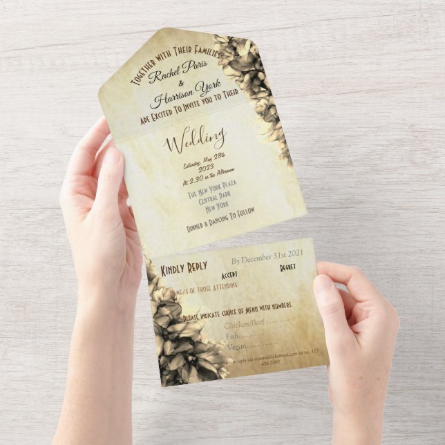 Modern Abstract Neutral Beige Wedding Invitation (Tearaway)