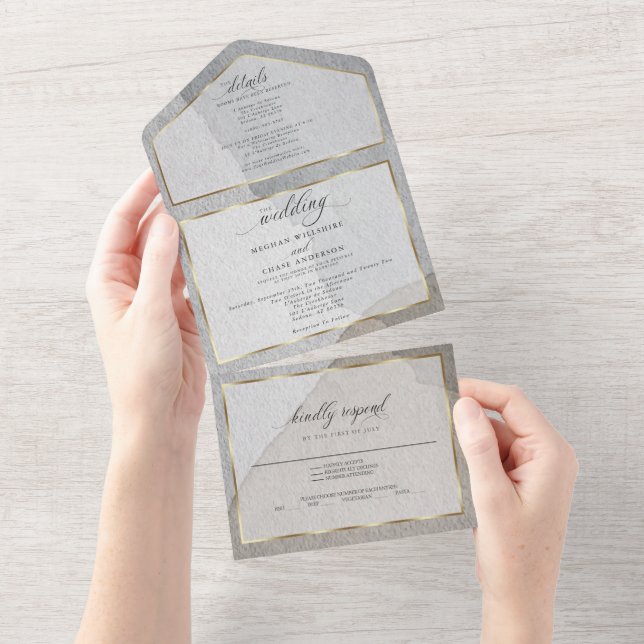 Modern Abstract Neutral Colours  All In One Invitation (Tearaway)