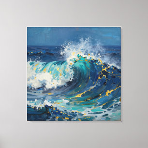 Modern Abstract Ocean -Teal Coastal Canvas-Art VI Canvas Print