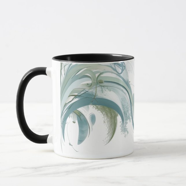 Modern Abstract Ocean Waves – Elegant Nature Combo Mug (Left)