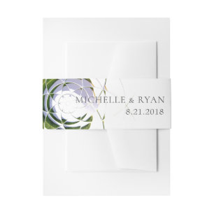 Modern Abstract Olive Leaves Green Wedding Invitation Belly Band