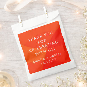 Modern Abstract Orange Custom Wedding Thank You Favour Bags