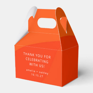 Modern Abstract Orange Custom Wedding Thank You Favour Box