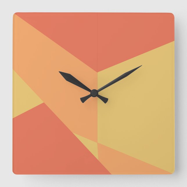 Modern abstract orange geometric colour block  square wall clock (Front)