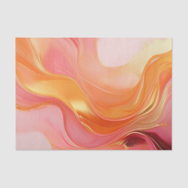 Modern Abstract Orange, Pink and Gold- Tissue Paper (Front)