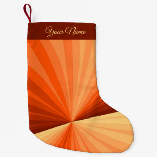 Modern Abstract Orange Red Vanilla Fractal Name Small Christmas Stocking