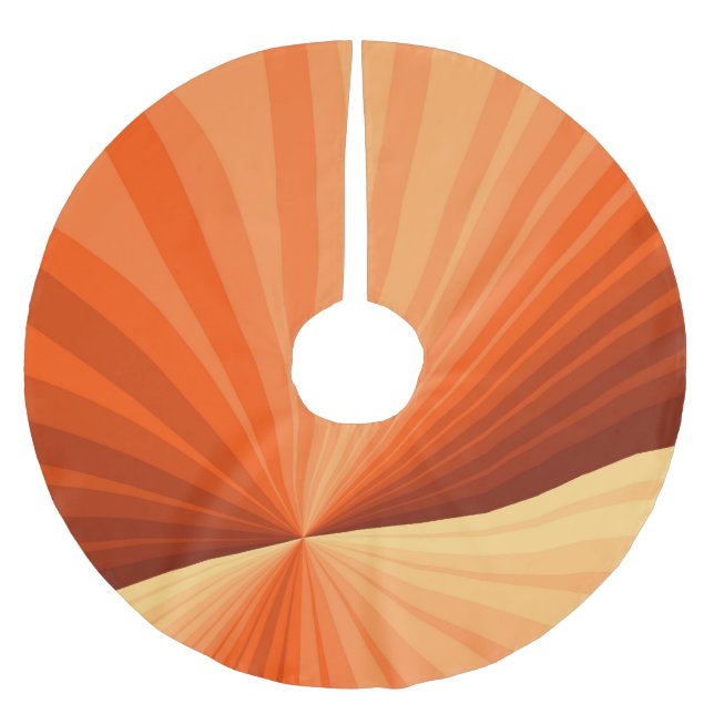 Modern Abstract Orange Red Vanilla Graphic Fractal Brushed Polyester Tree Skirt (Front)