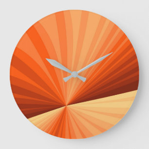 Modern Abstract Orange Red Vanilla Graphic Fractal Large Clock