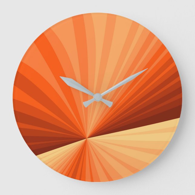Modern Abstract Orange Red Vanilla Graphic Fractal Large Clock (Front)